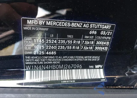 2021 Mercedes-Benz Gla 250 4Matic z USA, uszkodzony, nr VIN W1N4N4HB0MJ267096